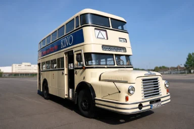 Doppeldecker DO56 Oldtimer Doppeldeckerbus DO56 auf einem Parkplatz in Berlin